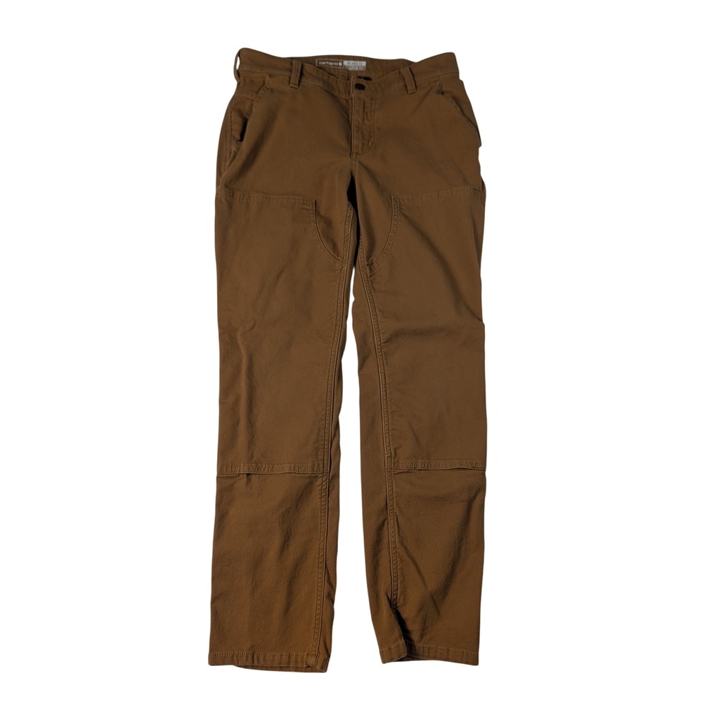 Carhartt Women Brown Relaxed Fit Double Front Utility Work Pants Size 8 Short